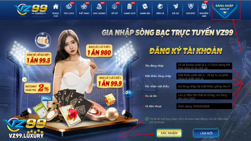 VZ99 - Các bước đăng ký VZ99 đơn giản và nhiều KM